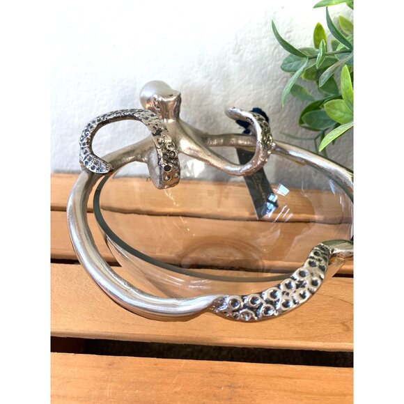 Culinary Concepts London Silver Plated Octopus Embedded Clear Bowl With Tags - Picture 11 of 15